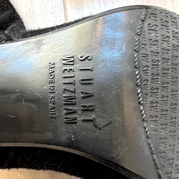 Stuart Weitzman Black Suede Leather OTK Over The Knee High Boot Gold Zipper 7.5 - Picture 5 of 14